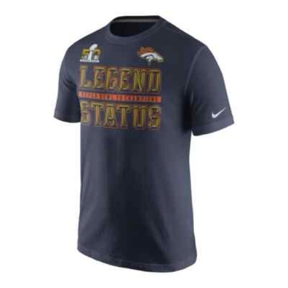 Nike Denver Broncos T Shirt Super Bowl year 50 Blue and Orange Size large - Picture 1 of 6